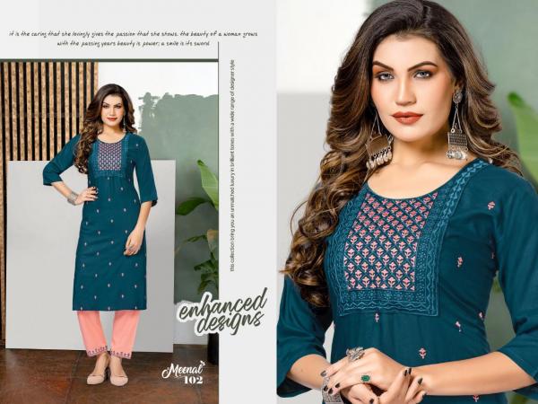 Trendy Meenal Fancy Rayon Kurti With Palazzo Collection